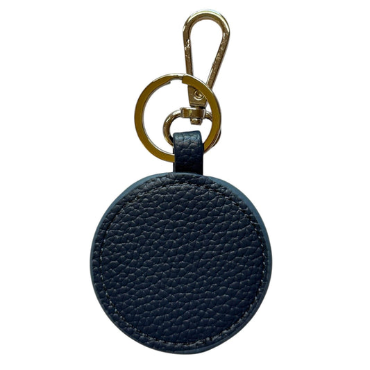 Navy Blue Pebbled Vegan Self Finishing Round Key Fob
