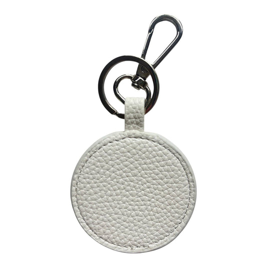 White Pebbled Vegan Self Finishing Round Key Fob