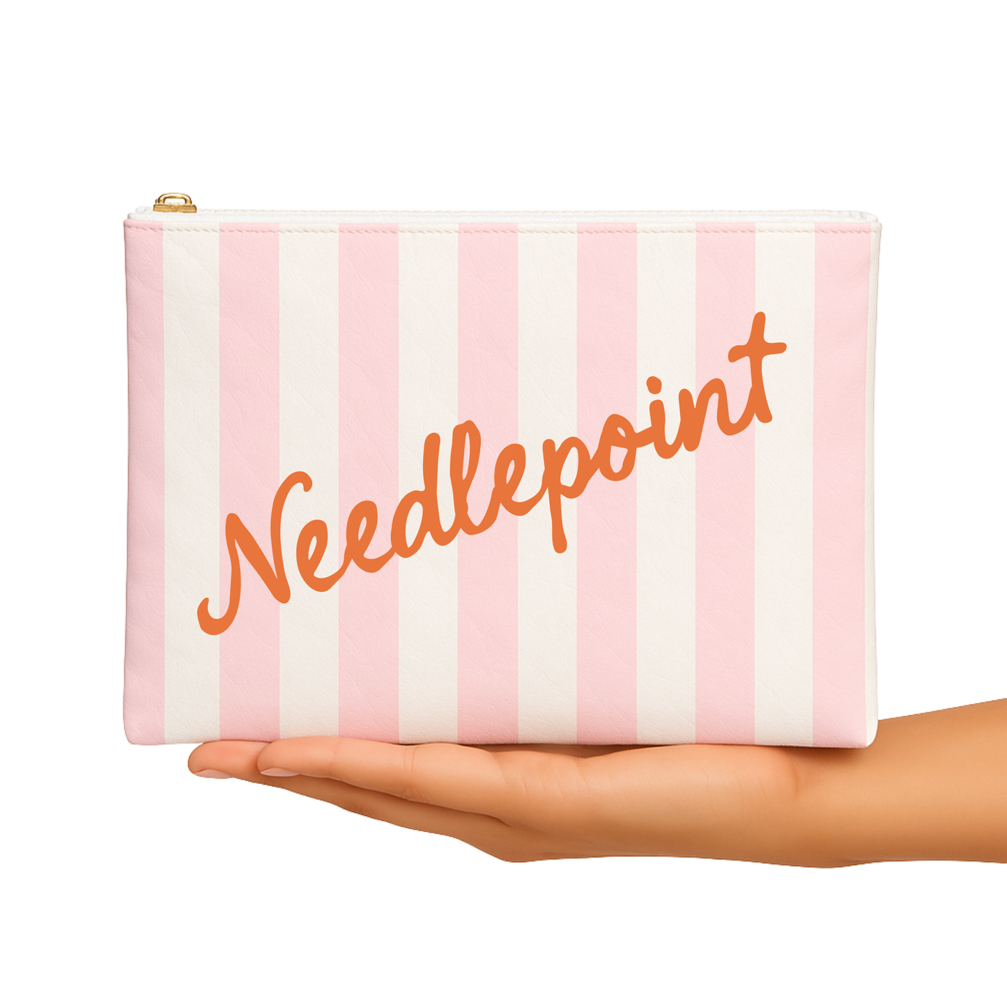 Pink Stripe Needlepoint Project Bag