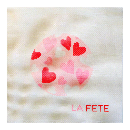 Heart Love Round with Glitter Needlepoint