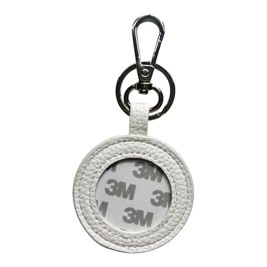 White Pebbled Vegan Self Finishing Round Key Fob