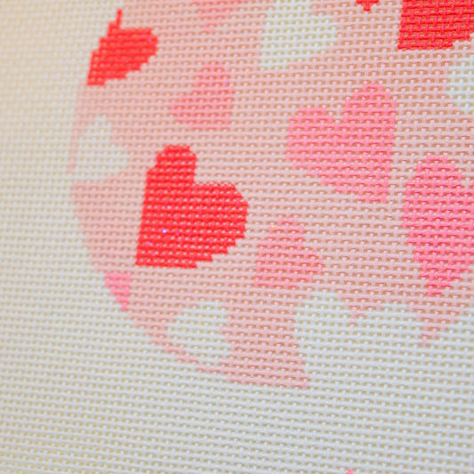 Heart Love Round with Glitter Needlepoint