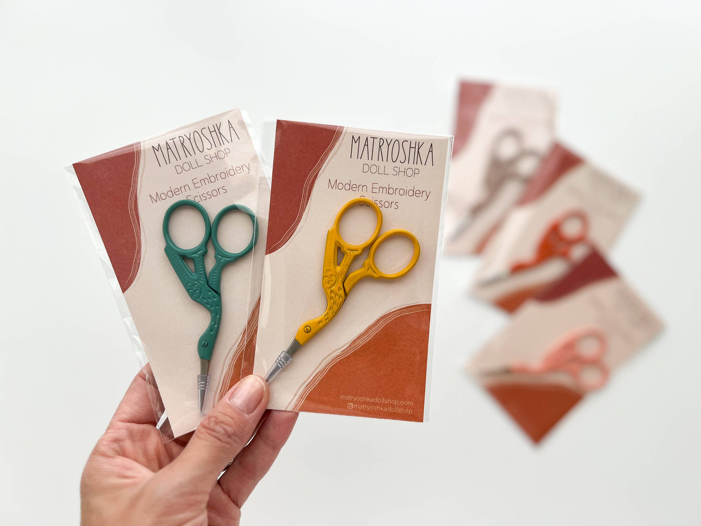 Bird scissors, small sewing scissors, stork scissors: Coral
