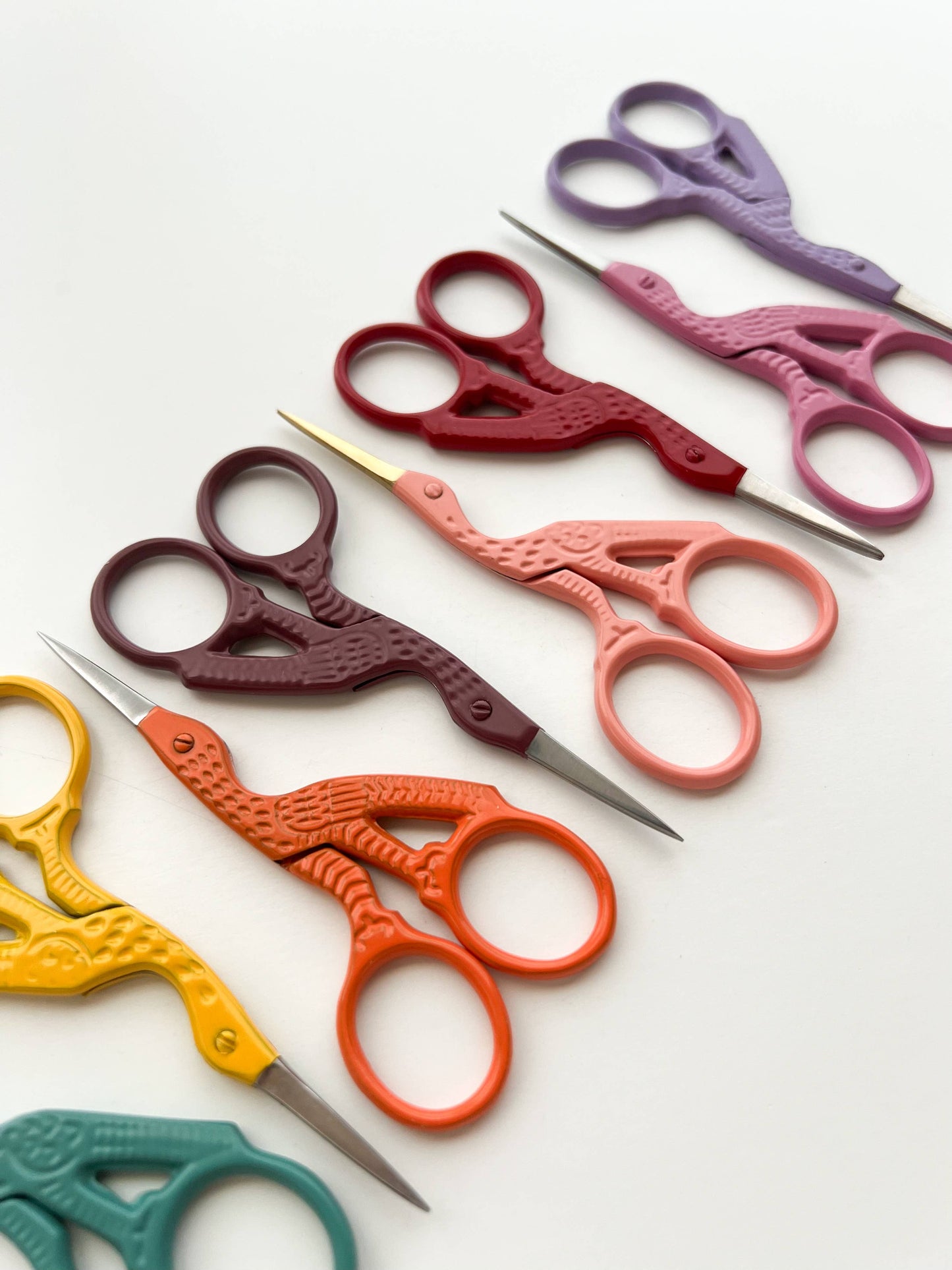 Bird scissors, small sewing scissors, stork scissors: Coral