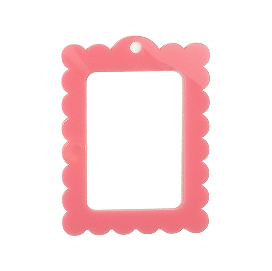 Bag Tag: Large Scallop Rectangle: Pink