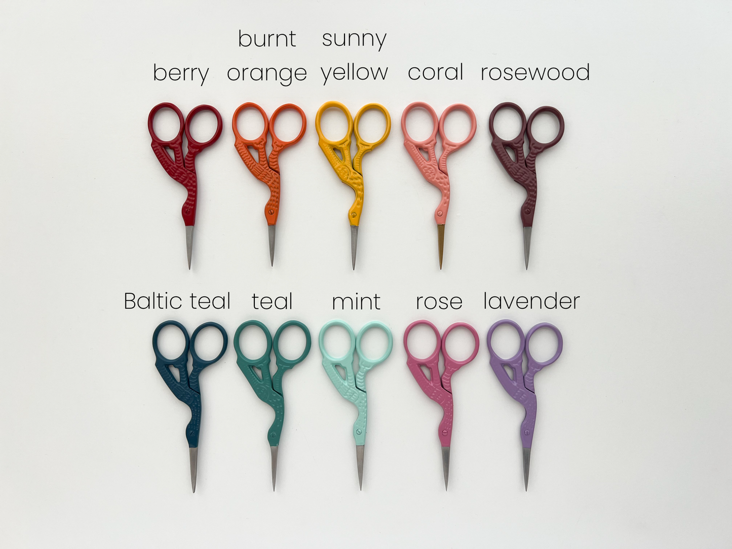 Bird scissors, small sewing scissors, stork scissors: Coral