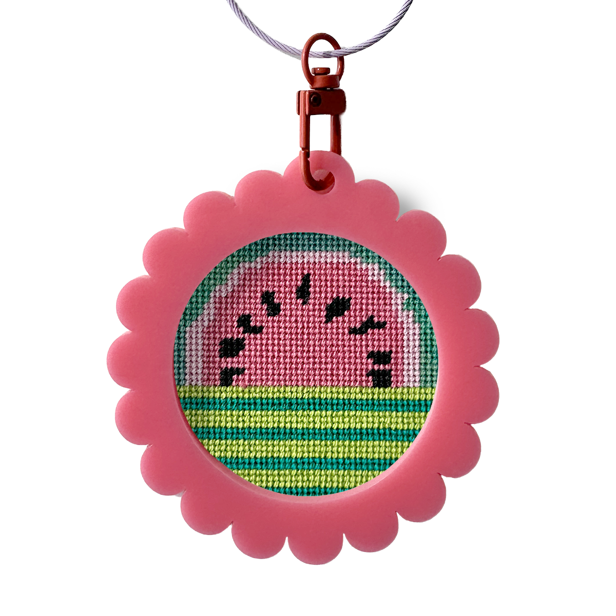 Bag Tag: Large Scallop Round: Pink