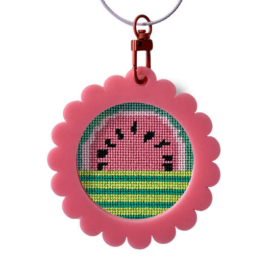 Bag Tag: Large Scallop Round: Pink