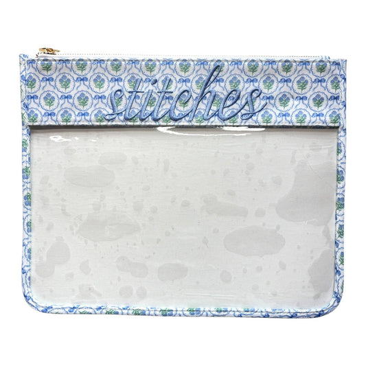 Stitches Blue Scallop Floral Hydrangea Project Bag