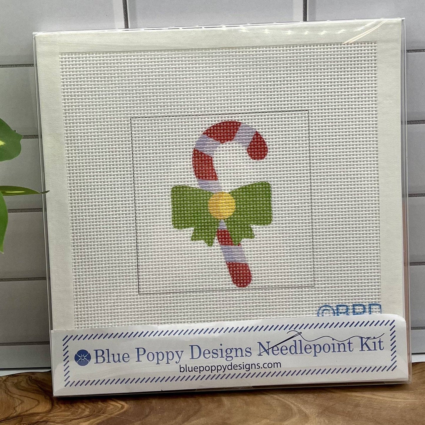 Candy Cane with Green Bow Needlepoint Kit