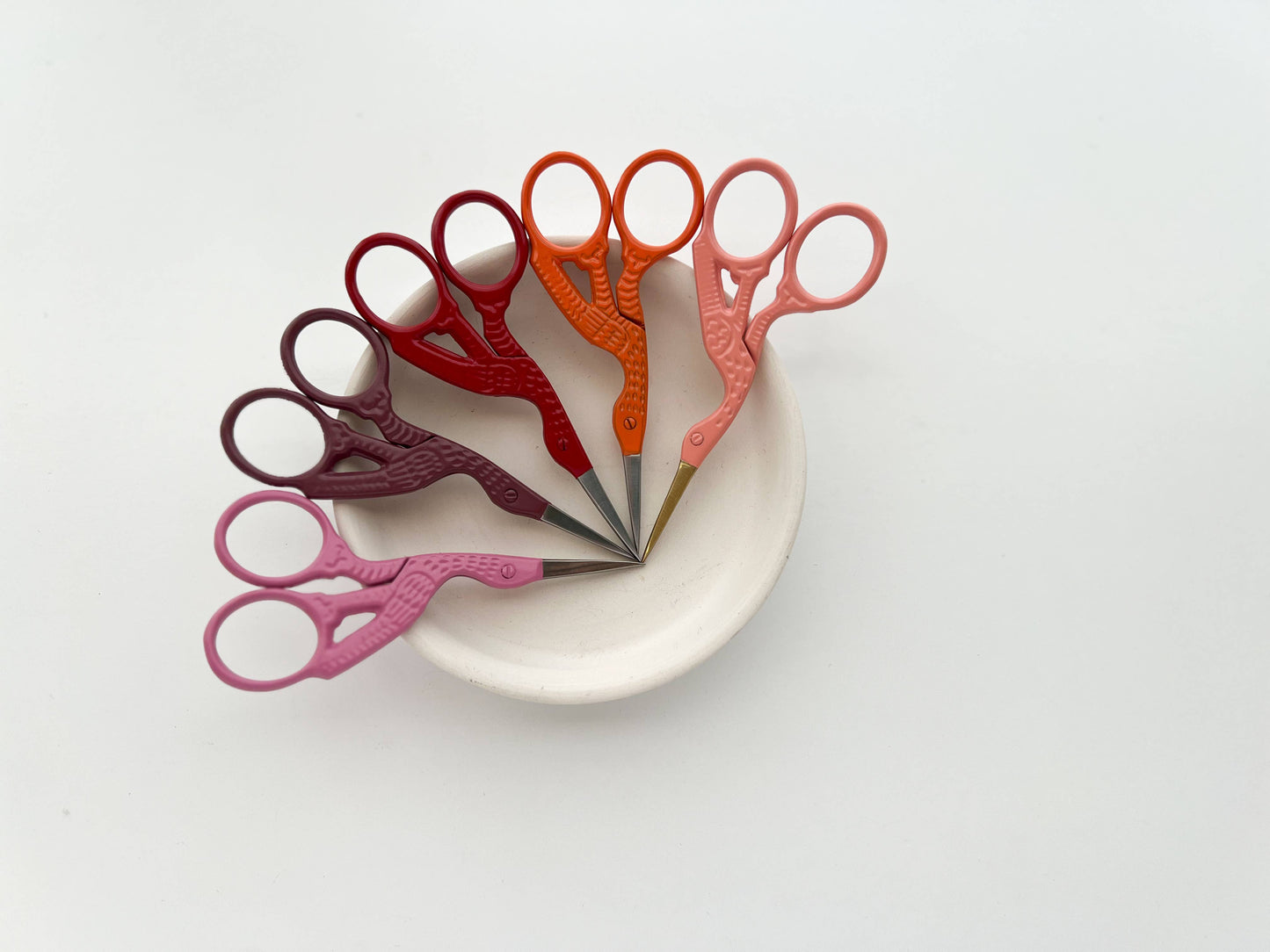 Bird scissors, small sewing scissors, stork scissors: Coral