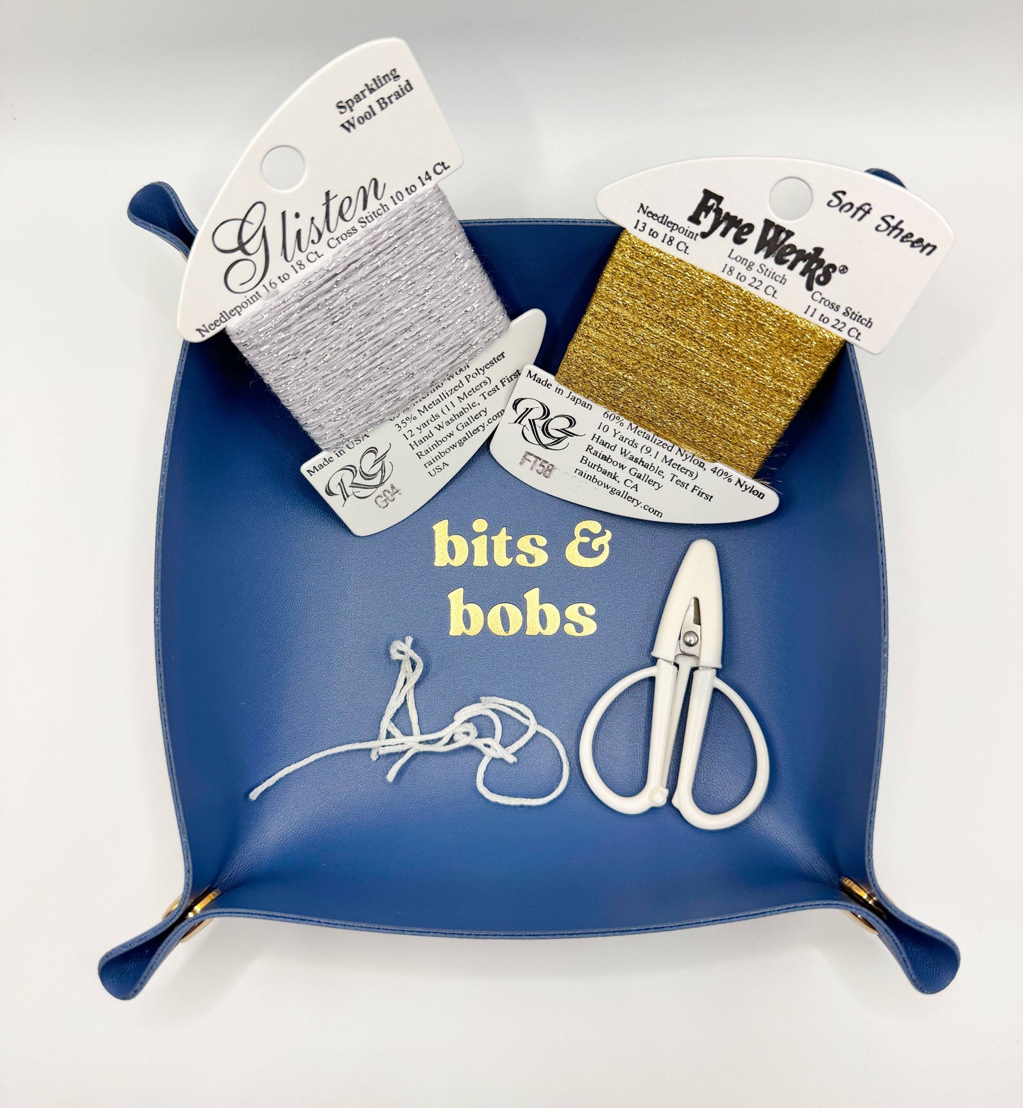 Blue Bits & Bobs Needlepoint Valet Tray