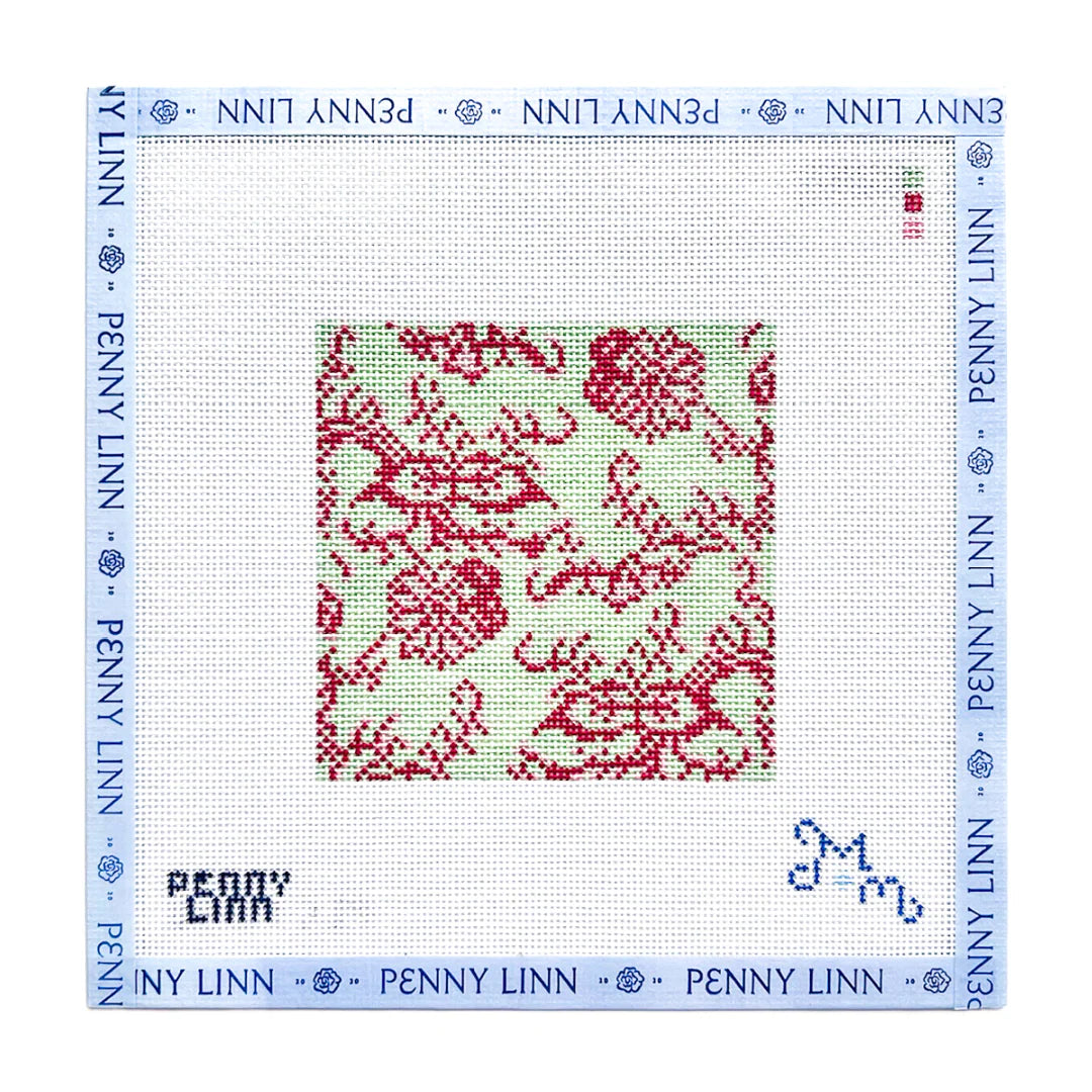 Pink and Green Square Needlepoint