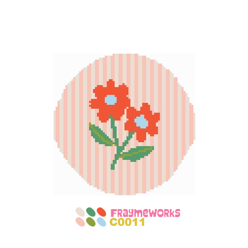 Modern Flowers Red 4x4" Needlepoint Canvas