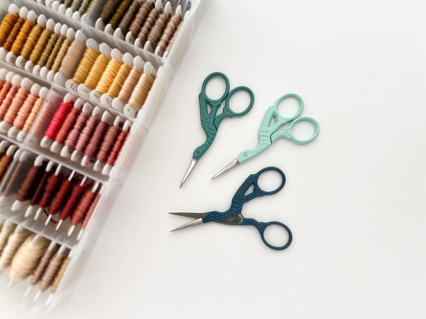 Bird scissors, small sewing scissors, stork scissors: Coral
