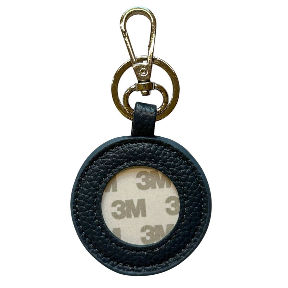 Navy Blue Pebbled Vegan Self Finishing Round Key Fob