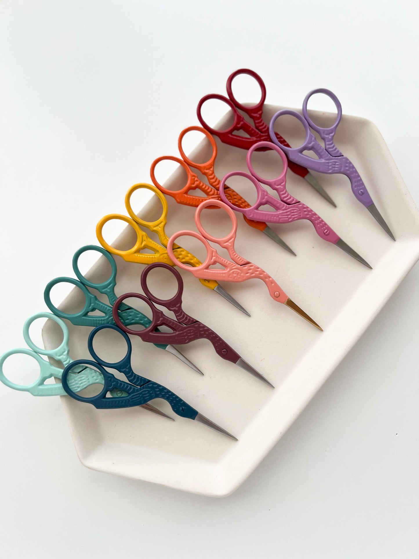 Bird scissors, small sewing scissors, stork scissors: Coral