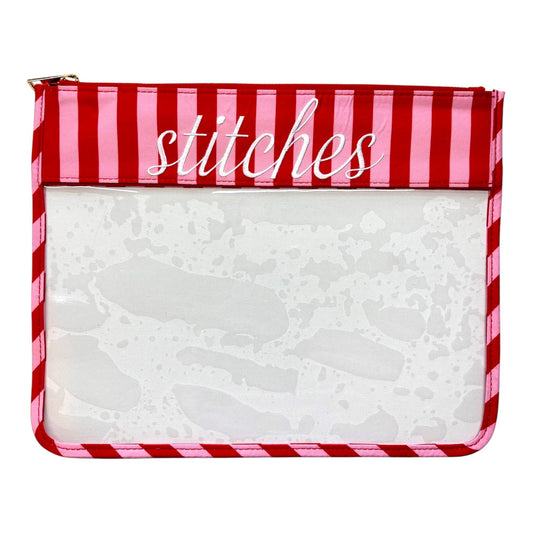 Stitches Red & Pink Stripe Project Bag