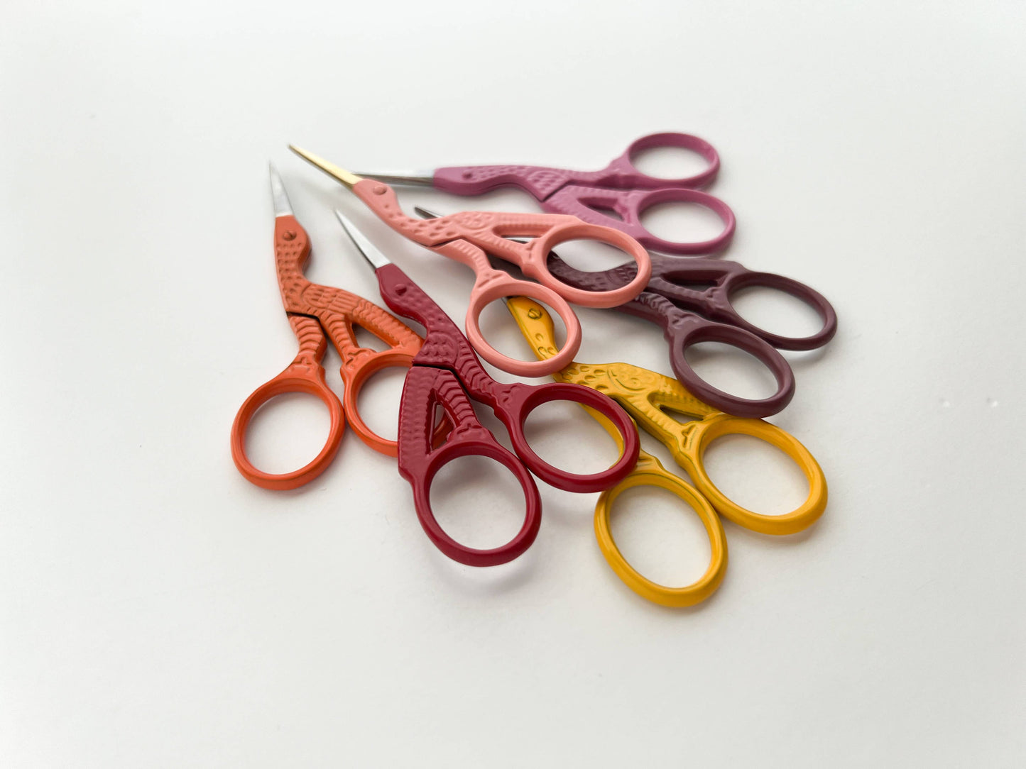 Bird scissors, small sewing scissors, stork scissors: Coral