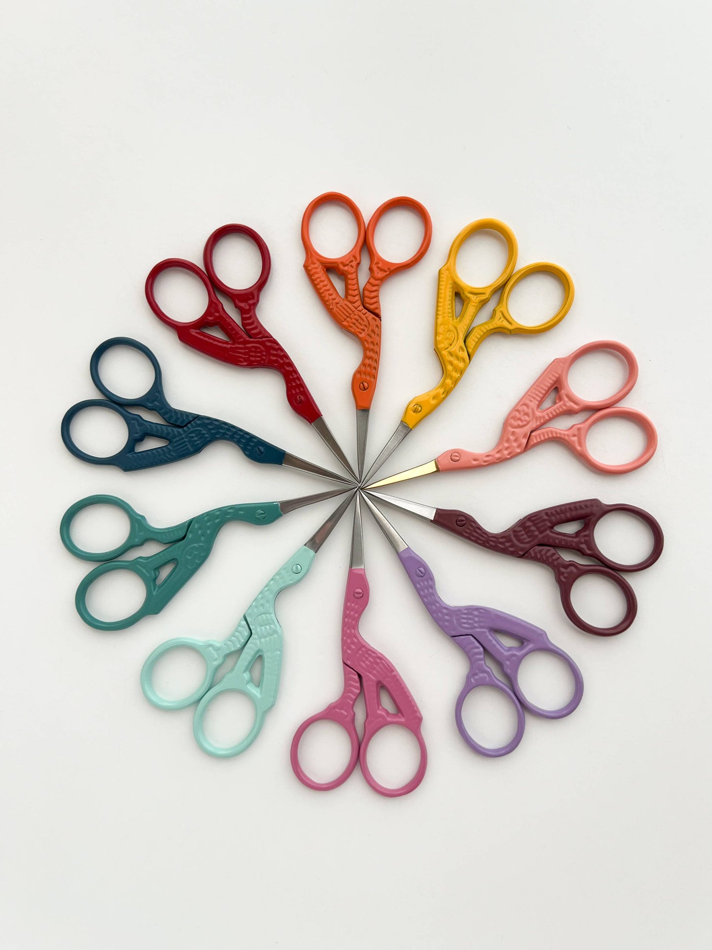 Bird scissors, small sewing scissors, stork scissors: Coral