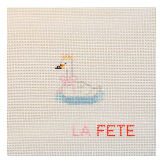 Swan with Pink Bow Needlepoint