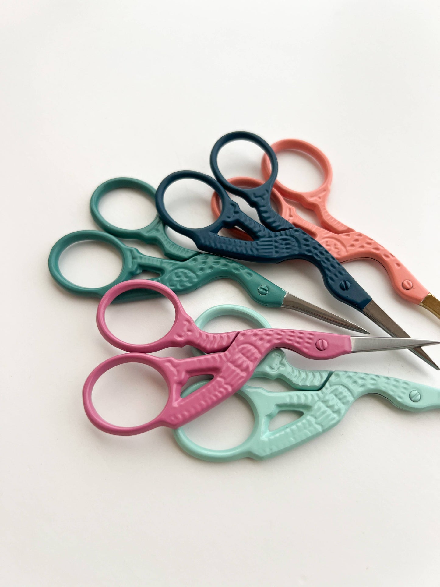 Bird scissors, small sewing scissors, stork scissors: Coral
