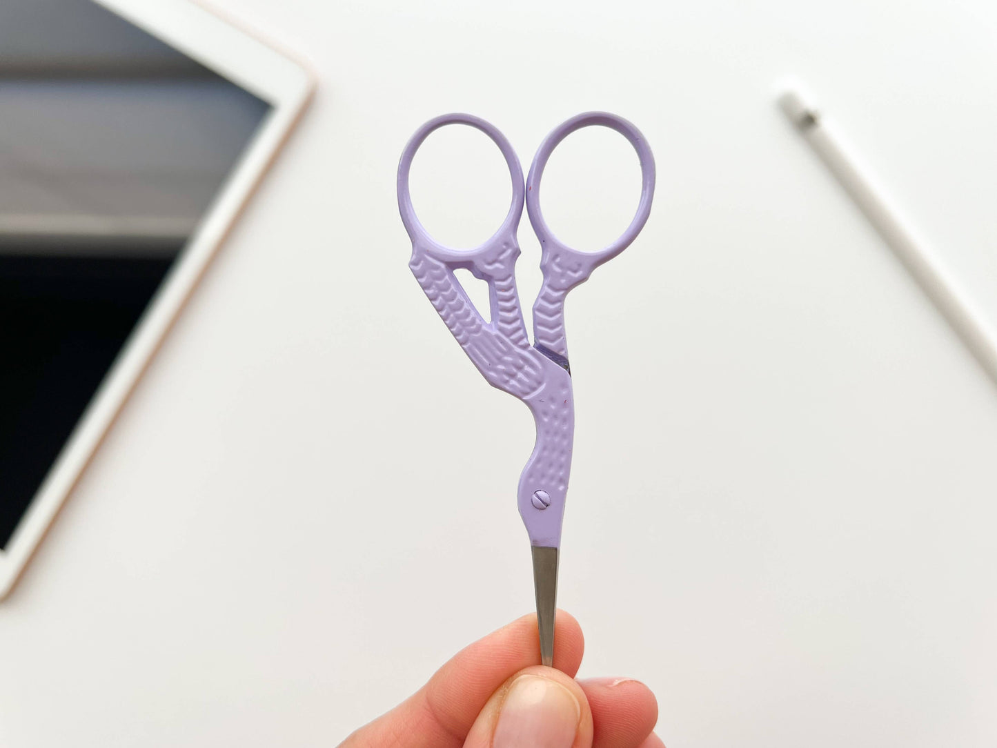 Bird scissors, small sewing scissors, stork scissors: Coral