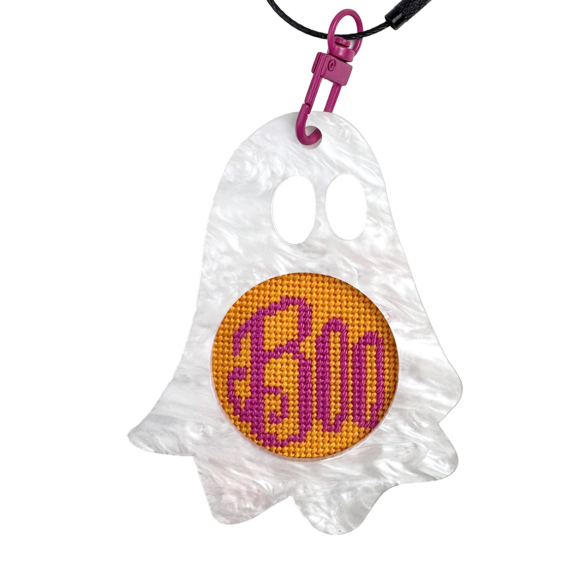 Boo Orange 1.75" Round Mini Needlepoint Canvas