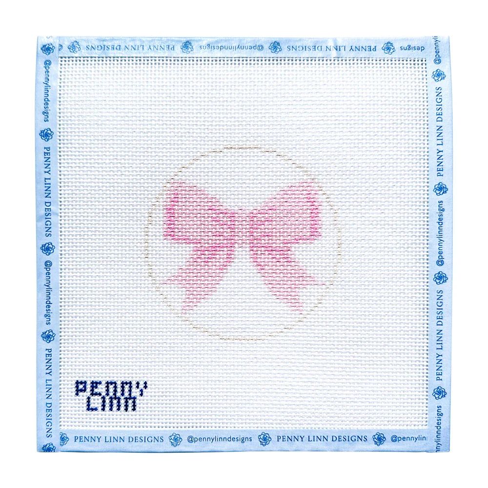 Beginner Pink Bow Needlepoint